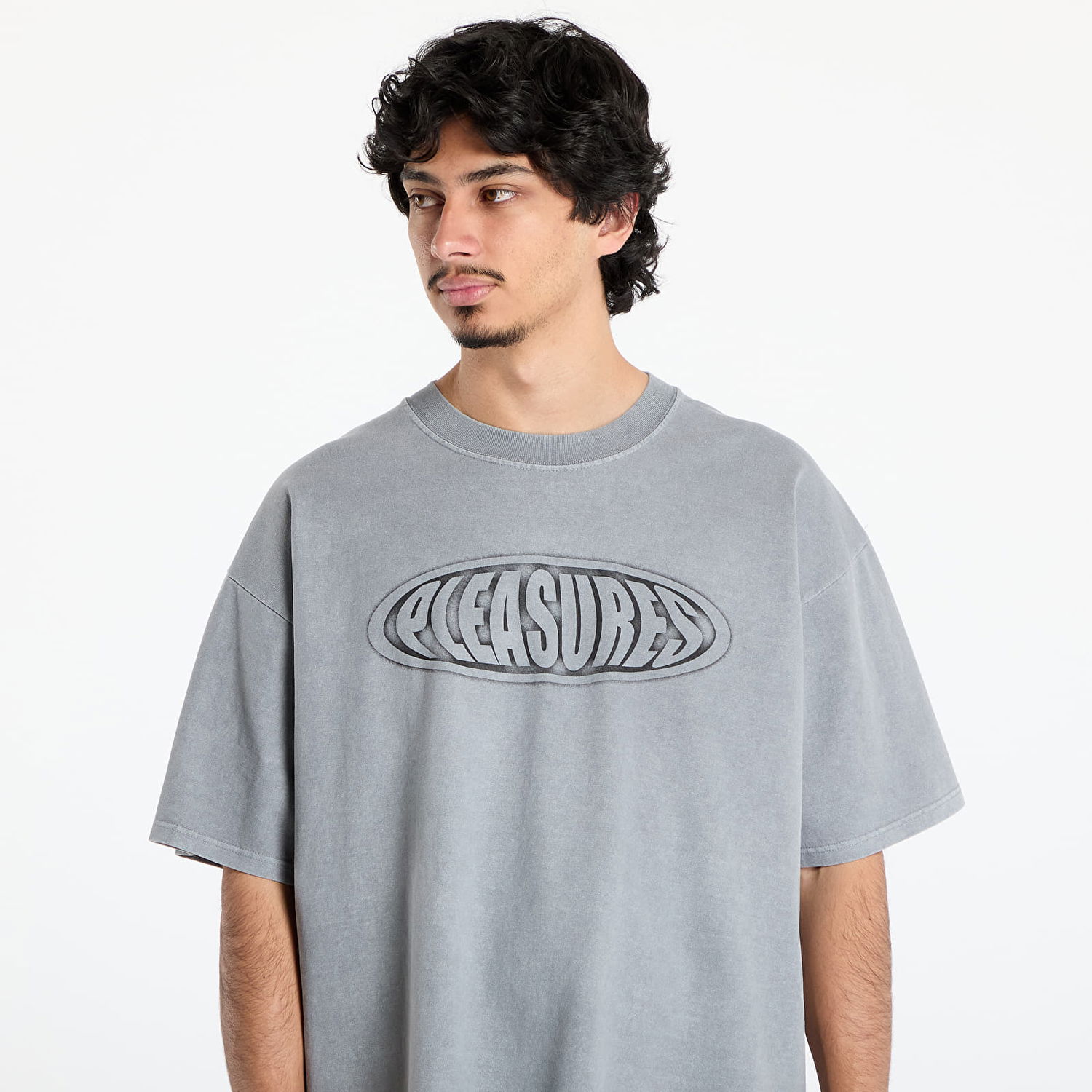Tričko Pleasures Pleasures Sandblast T-Shirt Šedá | P25SU044 SILVER, 1