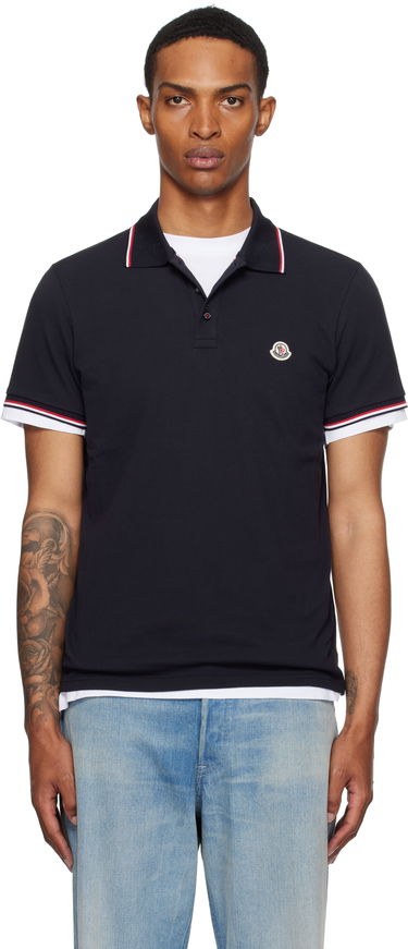 Polo tričko Moncler Moncler Tricolor-Trimmed Cotton Piquet Polo Navy | K20918A7030084556, 0