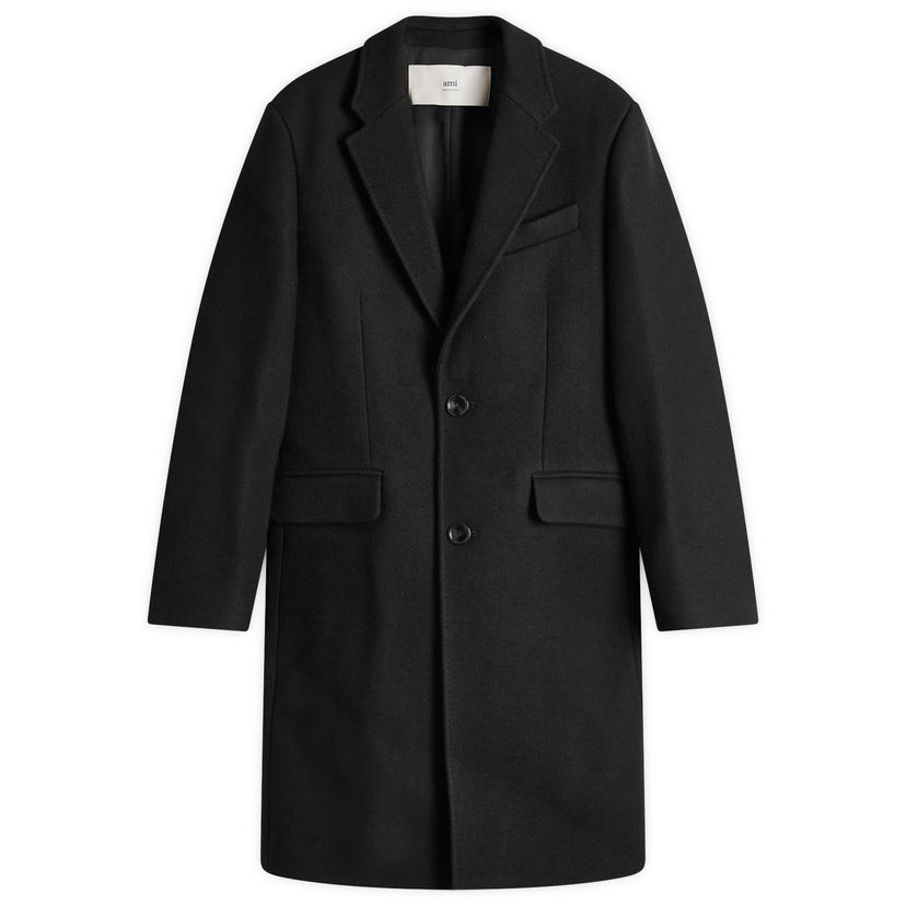 Kabáty AMI Two Button Overcoat Black Čierna | HCO010-WV0049-001