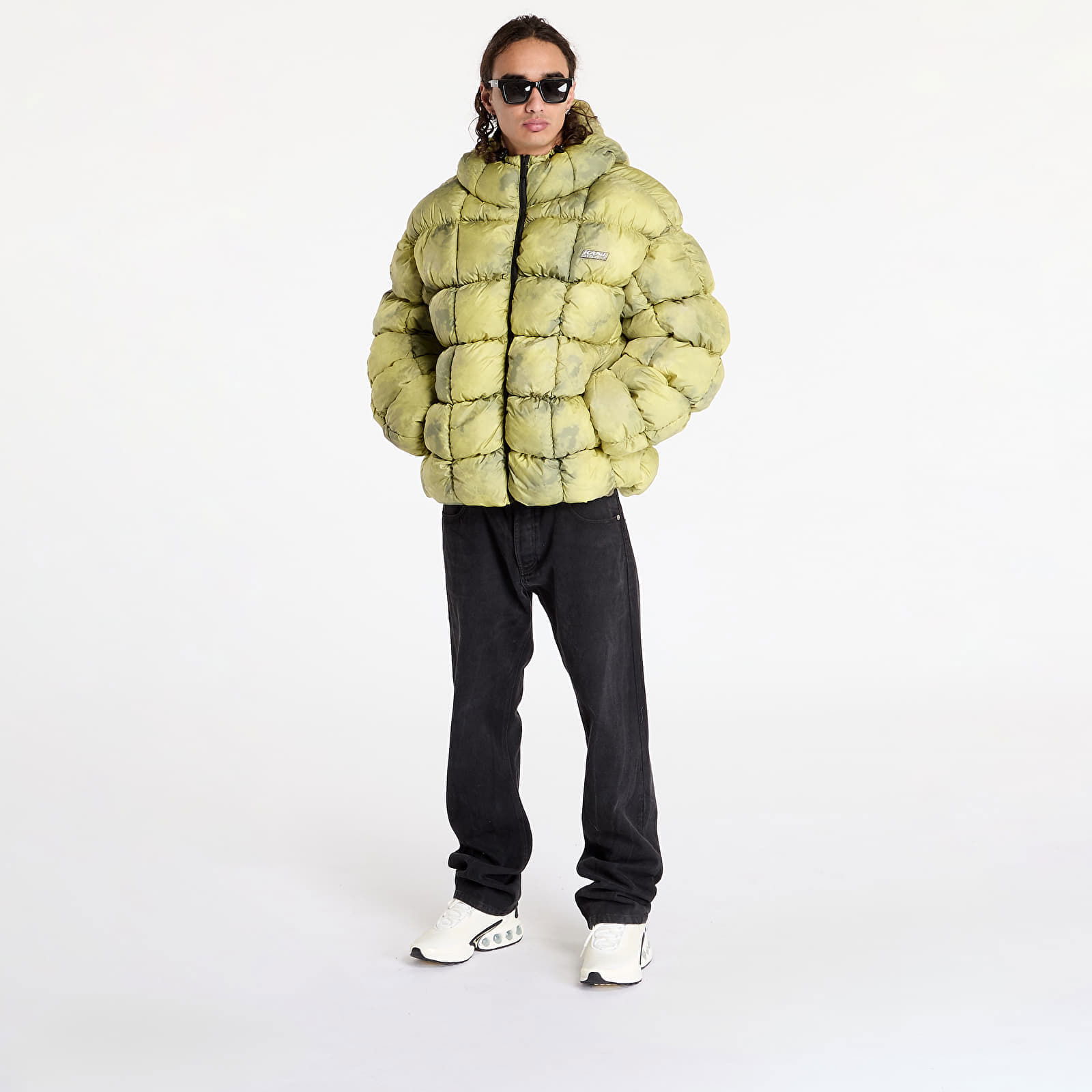 Jacket Sport Patch Square Quilted Puffer Jacket Lime Green L