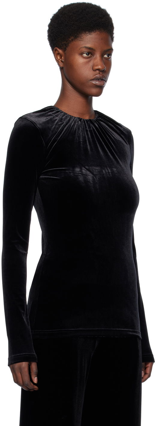 Tričko TOTEME Gathered Long Sleeve T-Shirt Čierna | 241-WRT1062-FB0078, 1