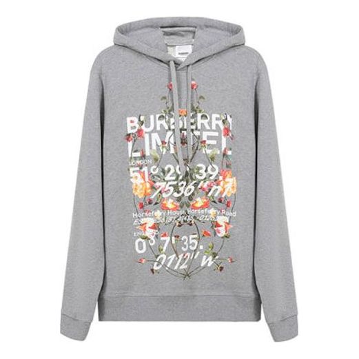 Mikina Burberry Burberry SS21 Floral Print Hoodie Šedá | 80375421