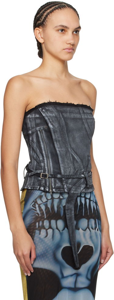 Tielko Ottolinger Ottolinger Zip Denim Corset Top Šedá | 1704812, 1