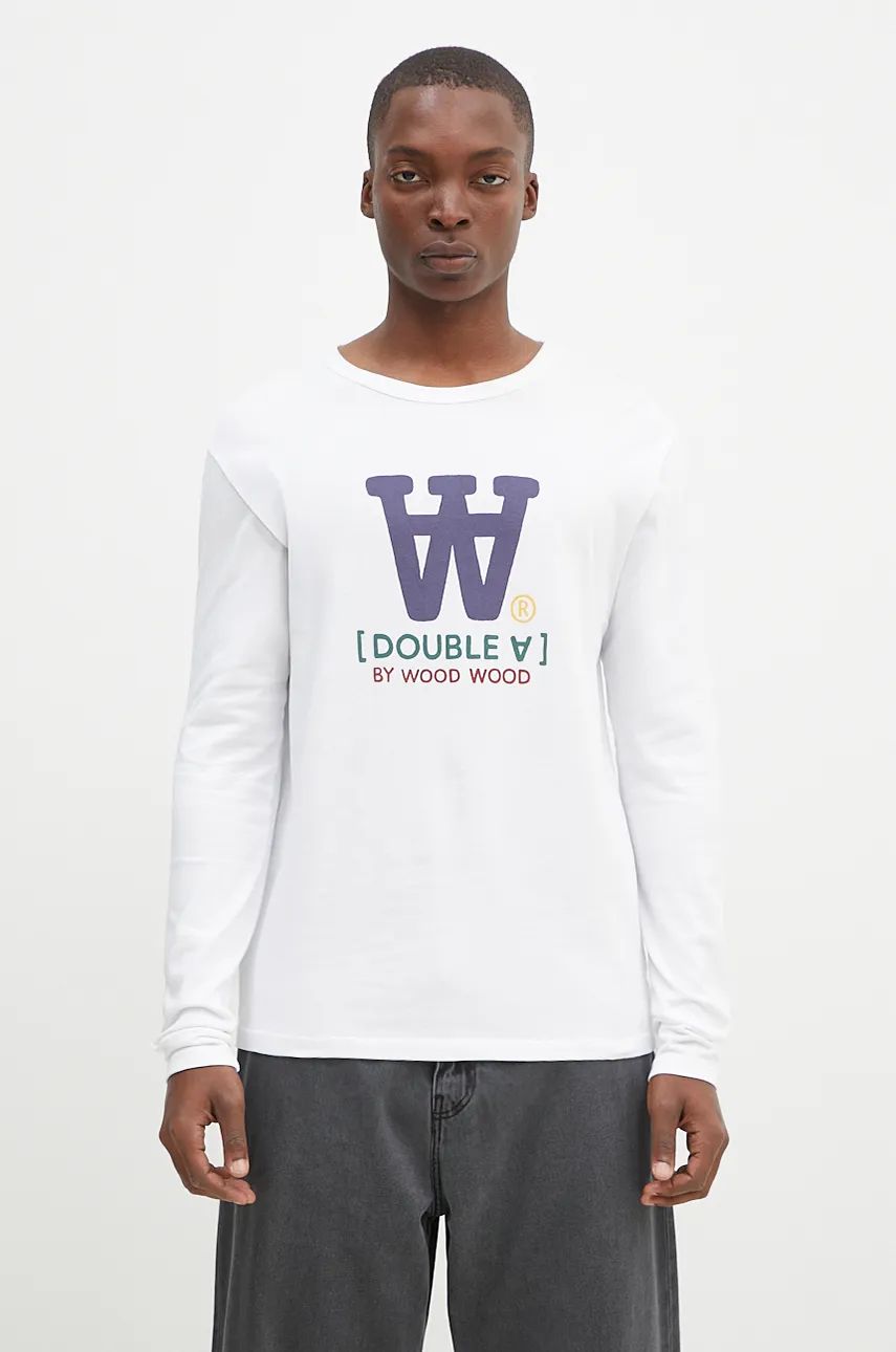 Tričko WOOD WOOD Mel Long Sleeve T-Shirt With Print Biela | 10285402.2323, 0