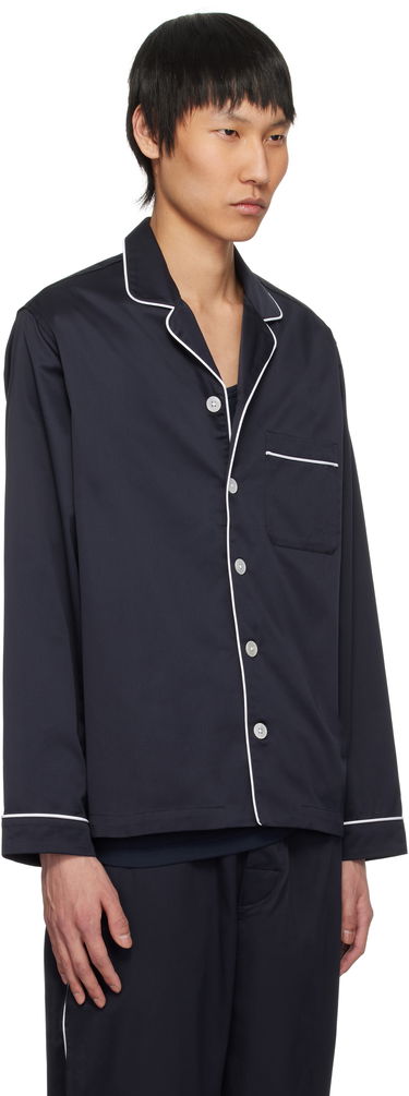 Pyžamo TEKLA Sateen Long-Sleeved Pyjama Shirt Modrá | SWT-NAV & SWP-NAV, 1