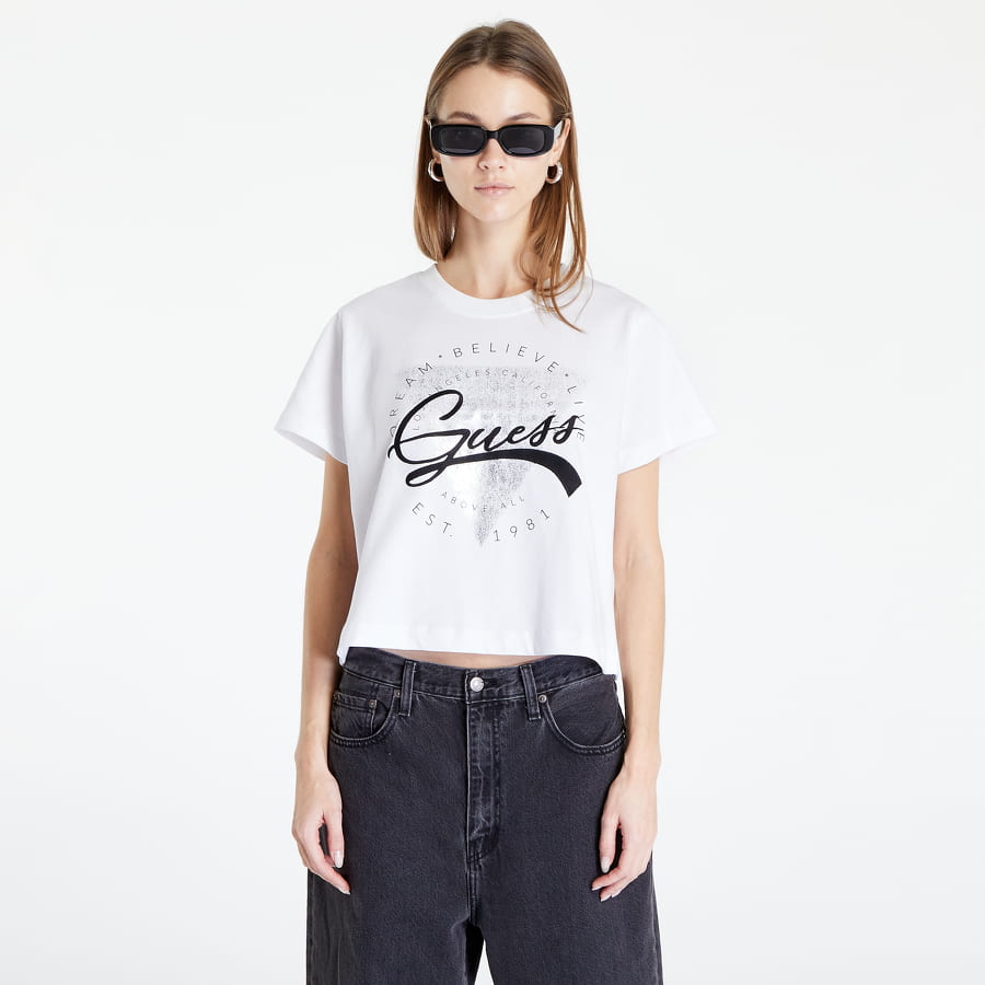 Tričko GUESS Front Logo T-Shirt Biela | W2BI18K8FQ4-G011, 0