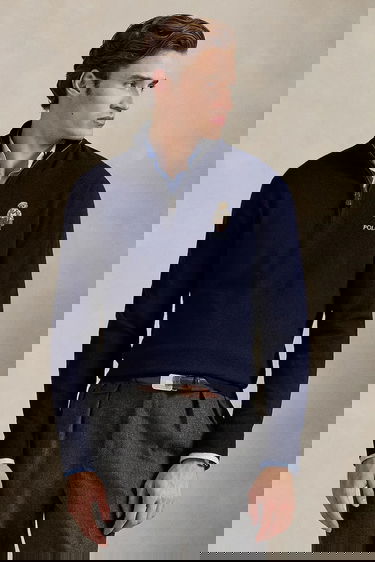 Sveter Polo by Ralph Lauren Wool Half-Zip Polo Bear Sweater Navy | 710978300, 0