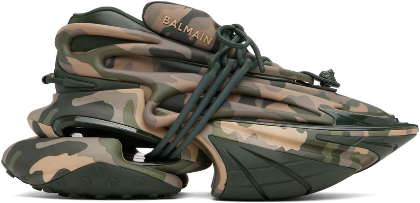 Tenisky a topánky Balmain Balmain Unicorn Low Camouflage-Print Zelené | EM1VJ309KCKN