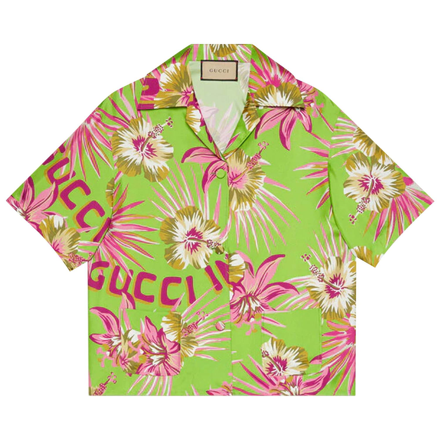 Košeľa Gucci Floral Silk Bowling Shirt Zelené | 694890 ZAI5R 3663, 1