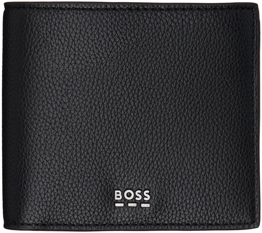 Black Logo Lettering Faux-Leather Wallet