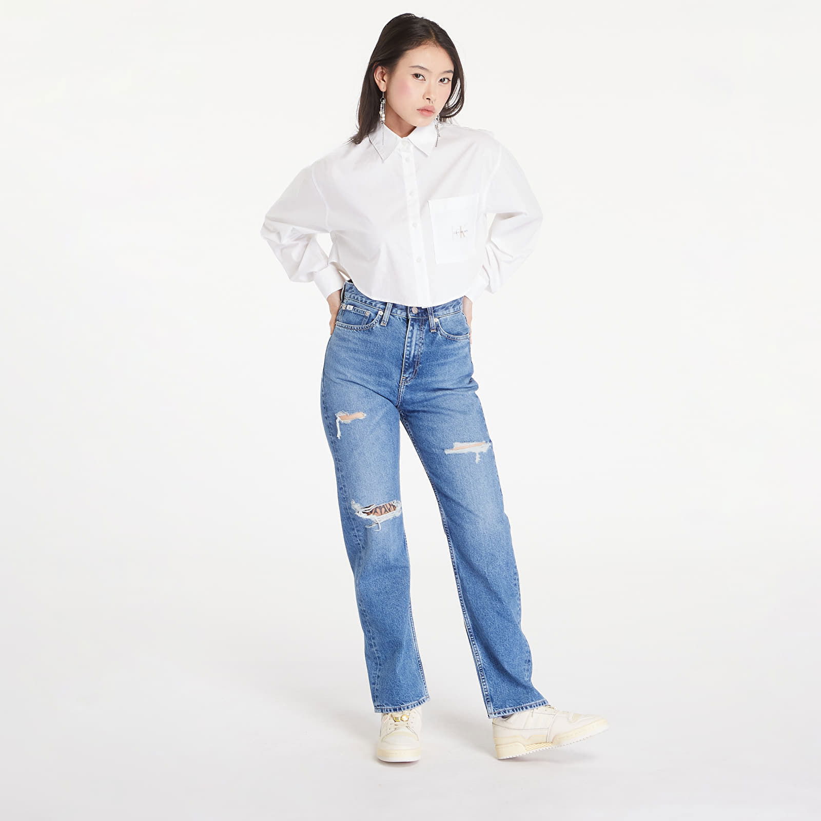 Woven Label Cropped T-Shirt White