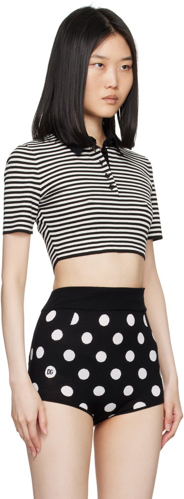 Crop Top Dolce & Gabbana Dolce&Gabbana Striped Cropped Polo Čierna | FXZ09T JCVY4, 1
