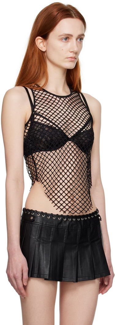 Tielko Miaou Miaou Jinx Fishnet Tank Top Čierna | 7044FNTBLK, 1