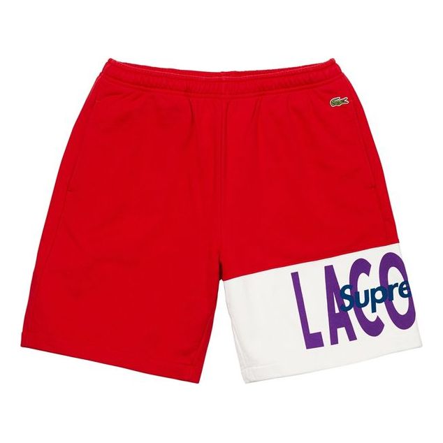 Šortky Supreme LACOSTE Logo Panel Sweatshorts Červená | SUP-FW19-527
