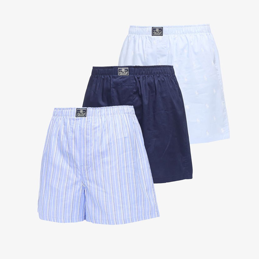 Boxerky Polo by Ralph Lauren Ralph Lauren Woven Boxer Shorts, 3-Pack Modrá | 714830273040