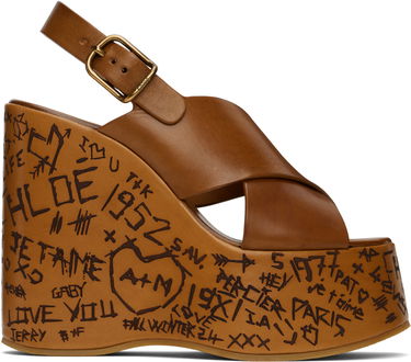 Tenisky a topánky CHLOÉ Maxime Graffiti Print Wedge Sandals Čierna | CHC24A02YLU, 4