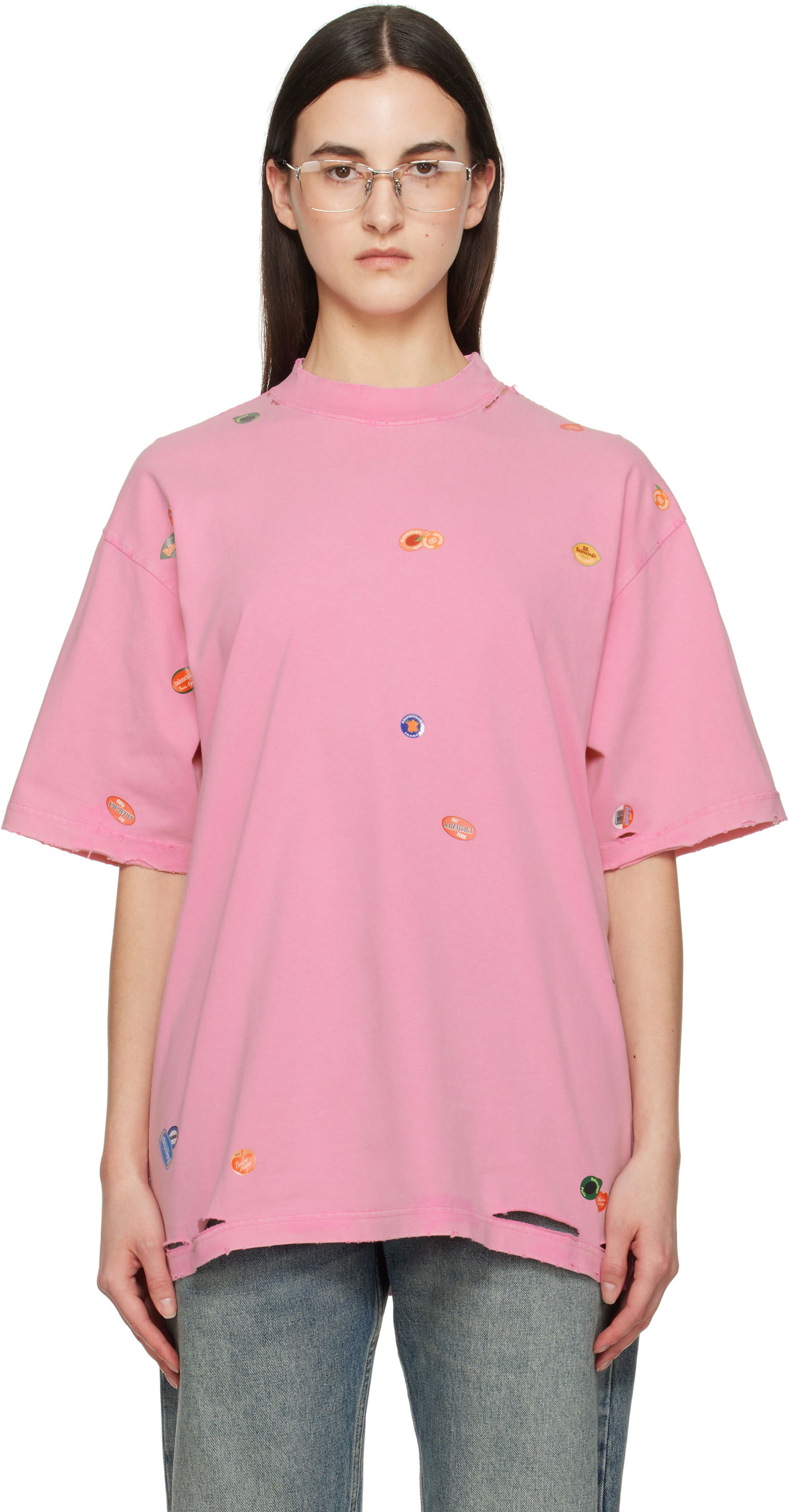 Tričko Balenciaga Balenciaga Fruity Graphic T-Shirt Ružová | 764235 TRVS4, 0