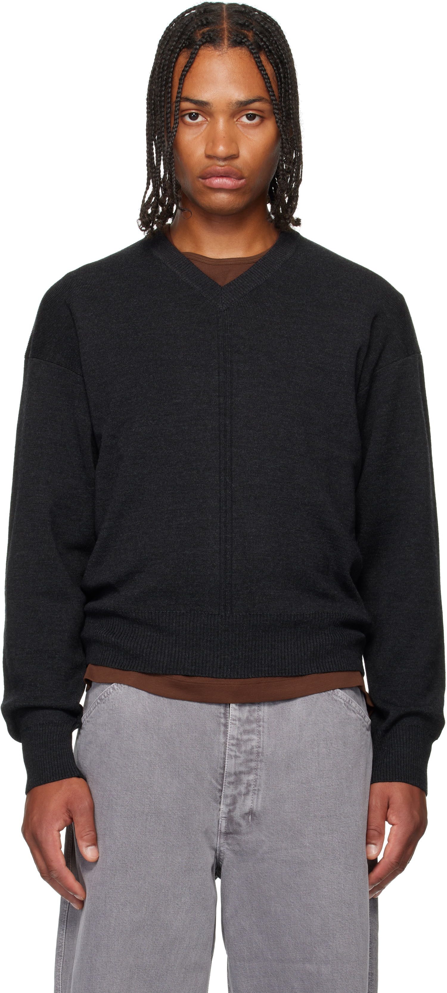 Sveter LEMAIRE LEMAIRE V-Neck Sweater Čierna | TO1430 LK087, 0