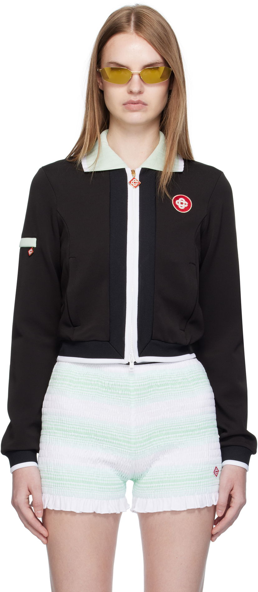Bunda Casablanca Casablanca Viscose Cropped Track Jacket Čierna | WPF25-JTP-378-01