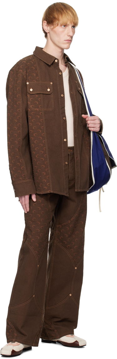 Bunda Marine Serre Marine Serre Moon Jacquard Twill Overshirt Hnedá | USI030A CWOV0063, 4