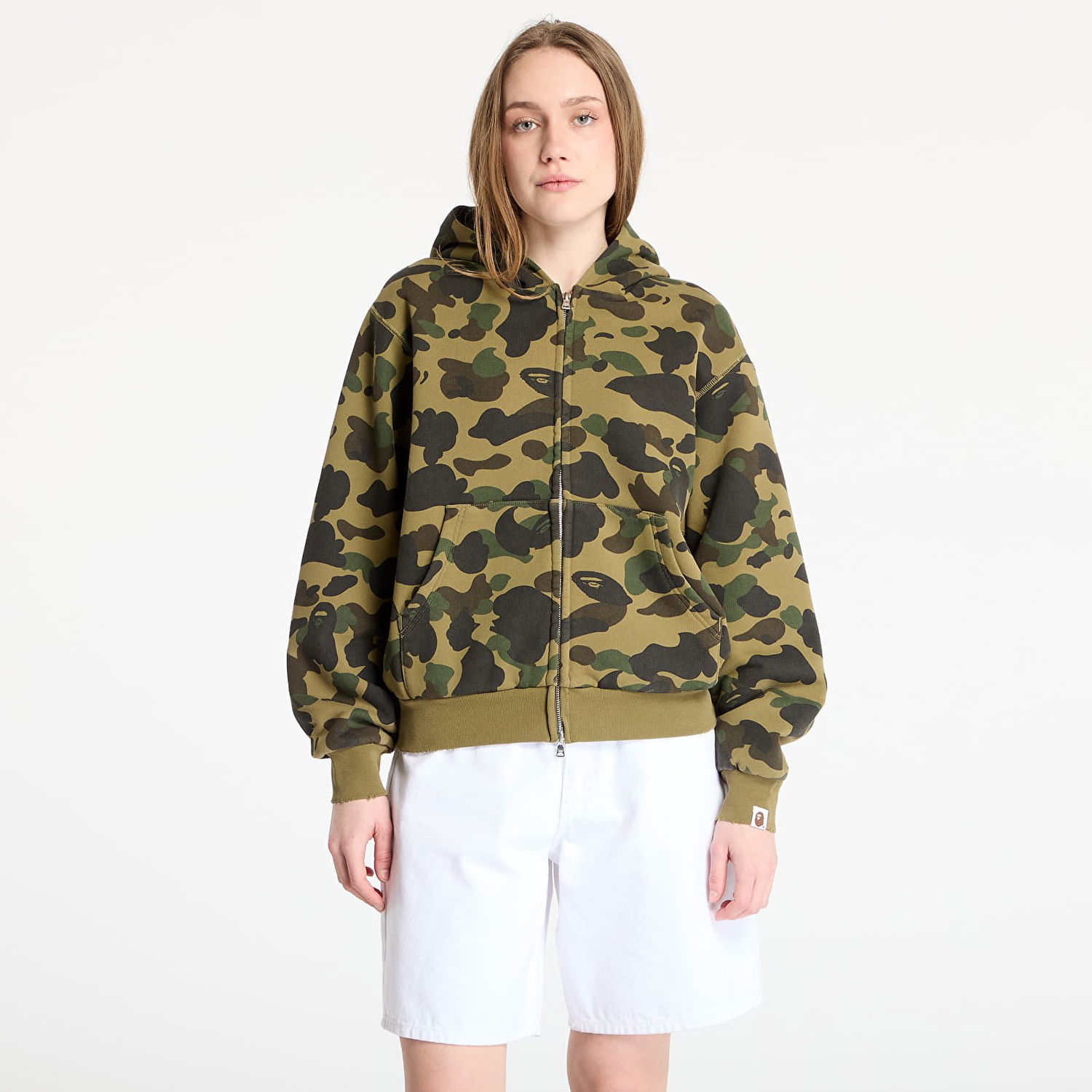 Mikina BAPE A BATHING APE 1St Camo Heavy Wash Cropped Fit Zip Hoodie Zelené | 001ZPL301308MGRN, 0