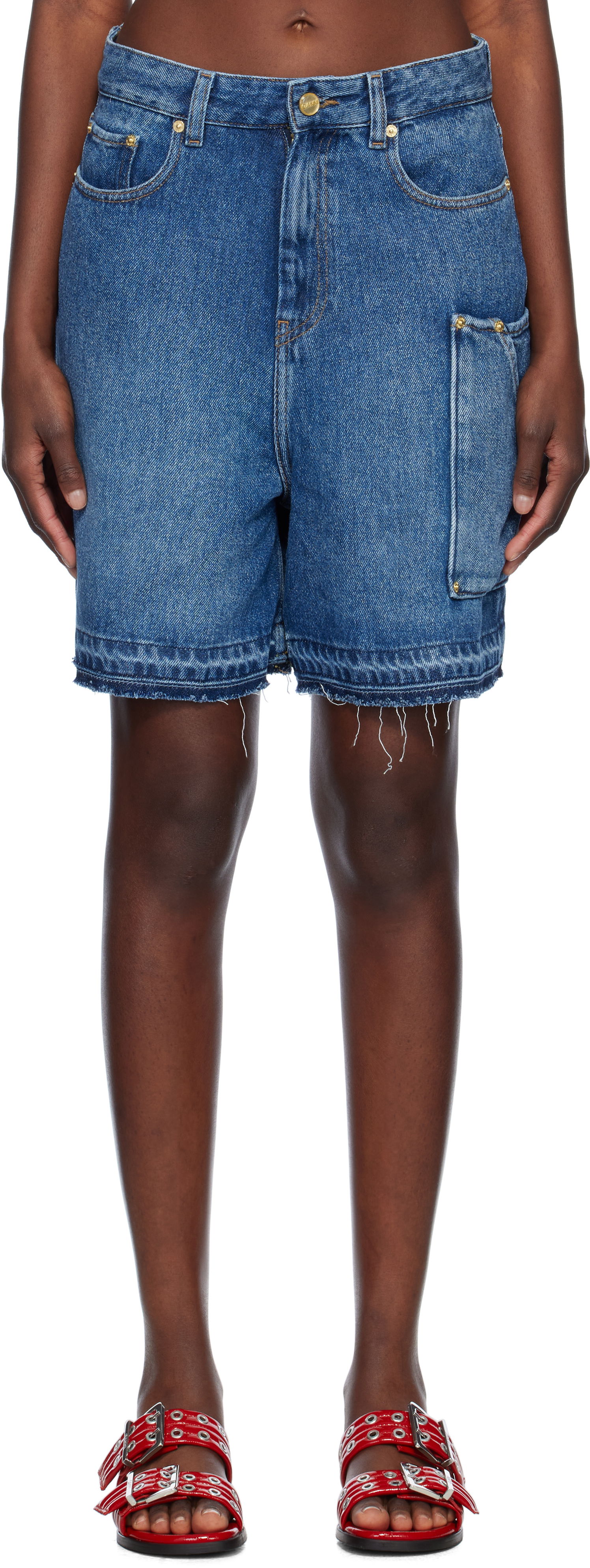 Šortky GANNI GANNI Denim Shorts Modrá | J1702, 0
