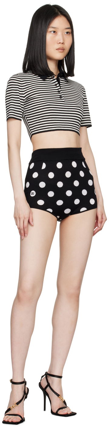 Crop Top Dolce & Gabbana Dolce&Gabbana Striped Cropped Polo Čierna | FXZ09T JCVY4, 3