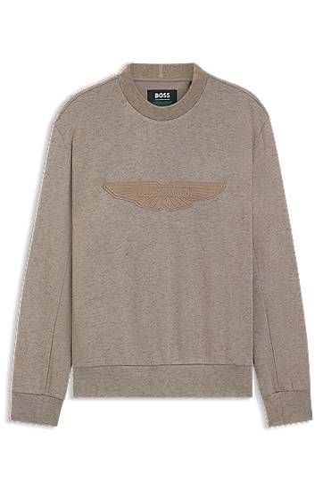 Mikina BOSS ASTON MARTIN Crew Neck Sweatshirt with Wing Detail Béžová | 50554525