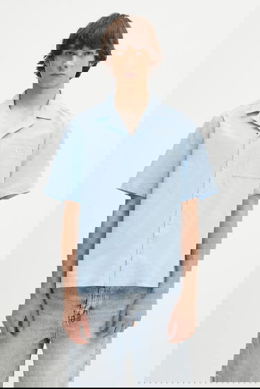Košeľa adidas Originals adidas Originals Essentials Seersucker Relaxed Fit Short Sleeve Shirt Modrá | JD2457, 0