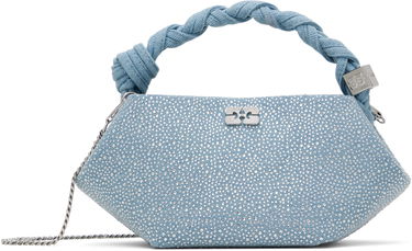 Kabelka GANNI GANNI Mini Bou Bag with Rhinestones and Knotted Handle Modrá | A6655, 0