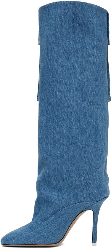 Oblečenie The Attico Attico Sienna Denim Cargo Knee-High Boots Modrá | 238WS656 D001, 2