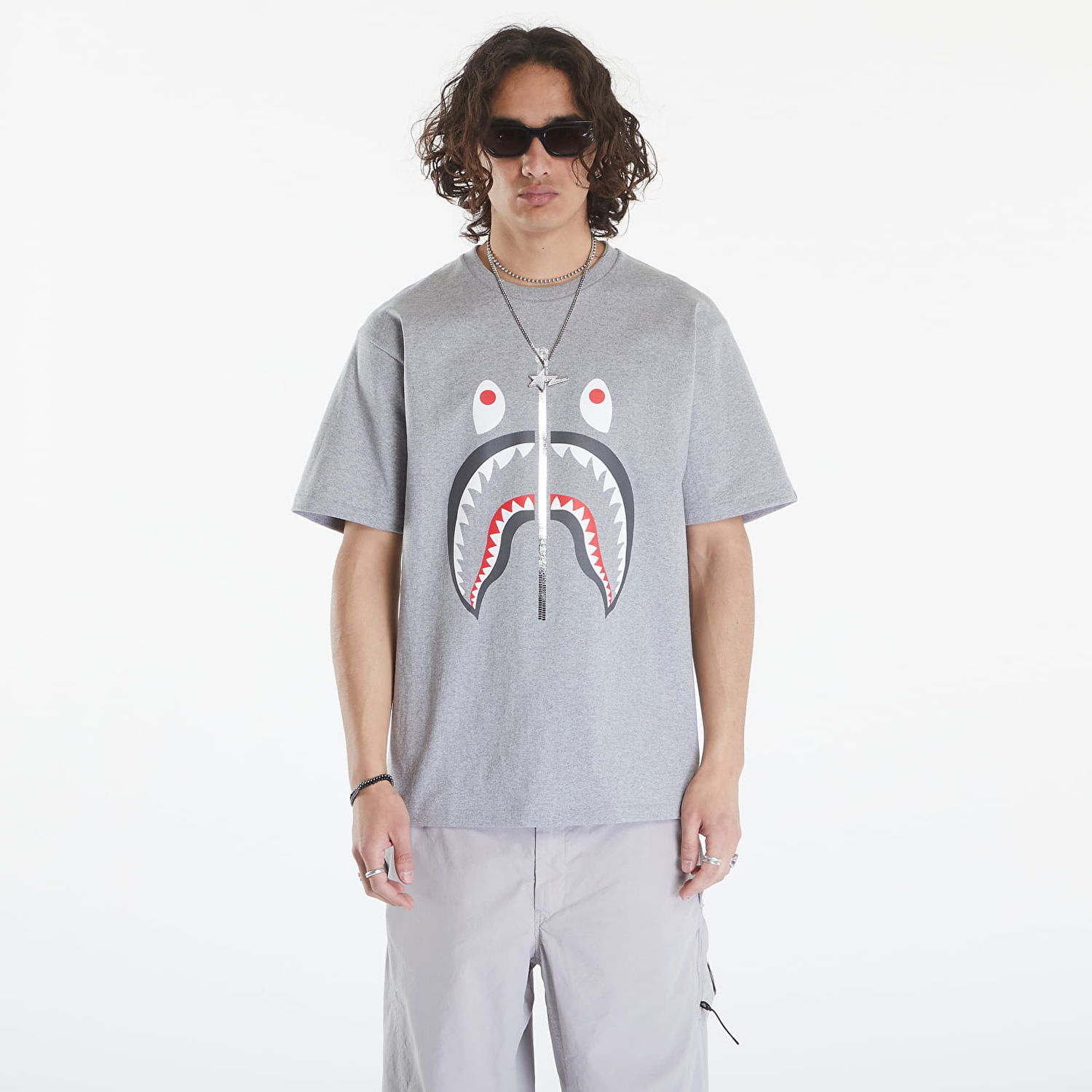 Tričko BAPE A BATHING APE Shark Tee Gray Šedá | 001TEK301003M GRA, 0