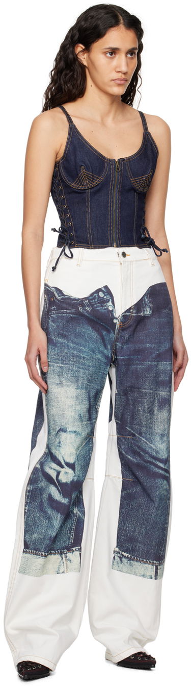Tielko Jean Paul Gaultier Gaultier 'The Lace-Up' Denim Tank Modrá | 23/12-F-ST012-D004-55, 3