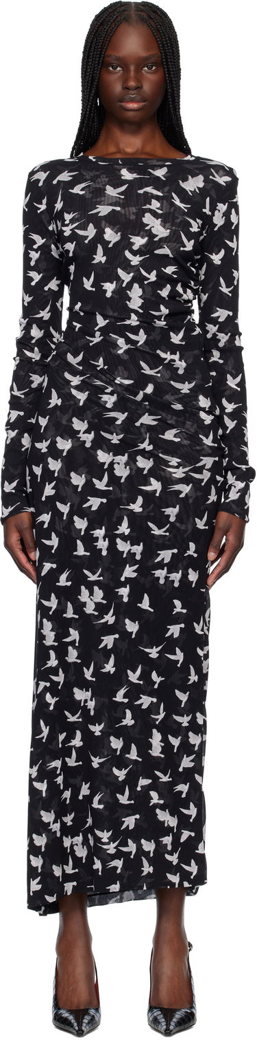 Šaty Stella McCartney Stella McCartney Dove Print Mesh Maxi Dress Čierna | 6J03353SPZ89, 0