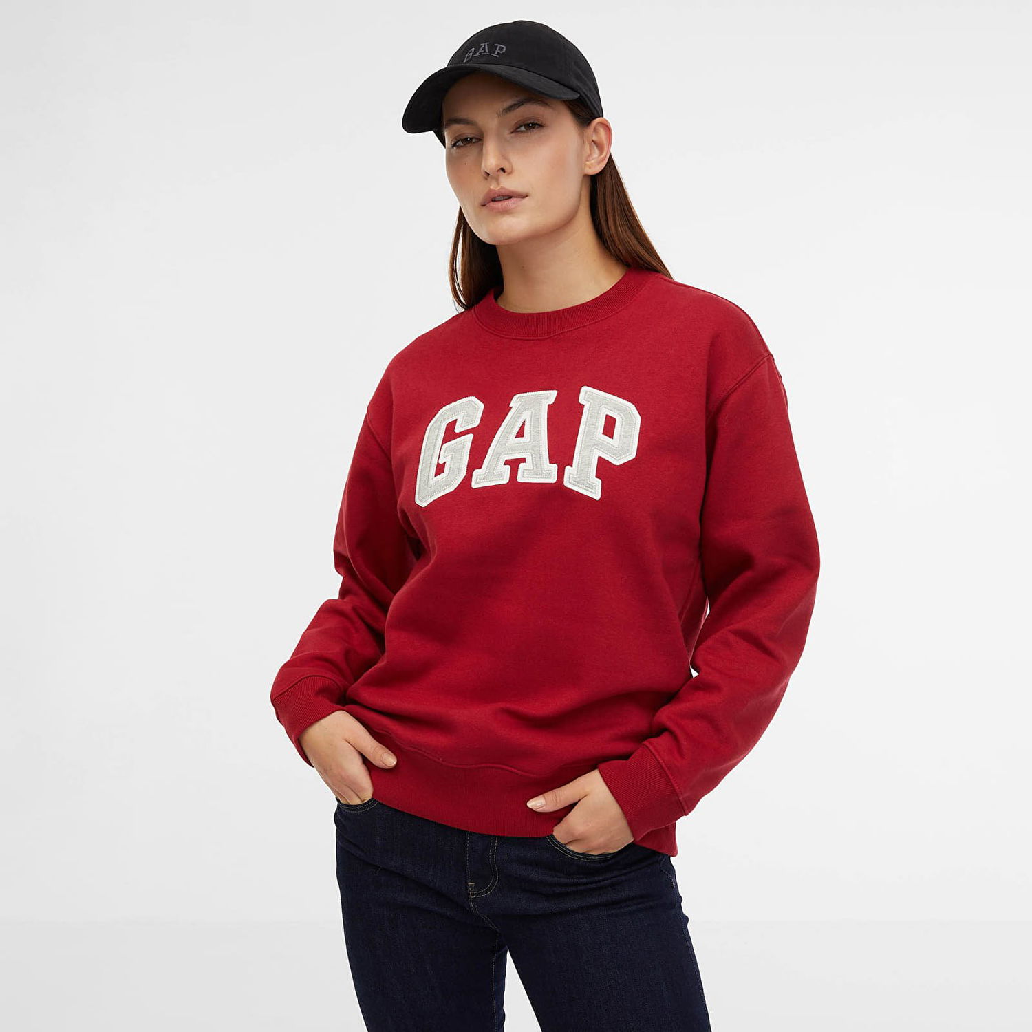 Mikina GAP Crewneck Heritage Logo Sweatshirt Sled Červená | 554936-22, 0
