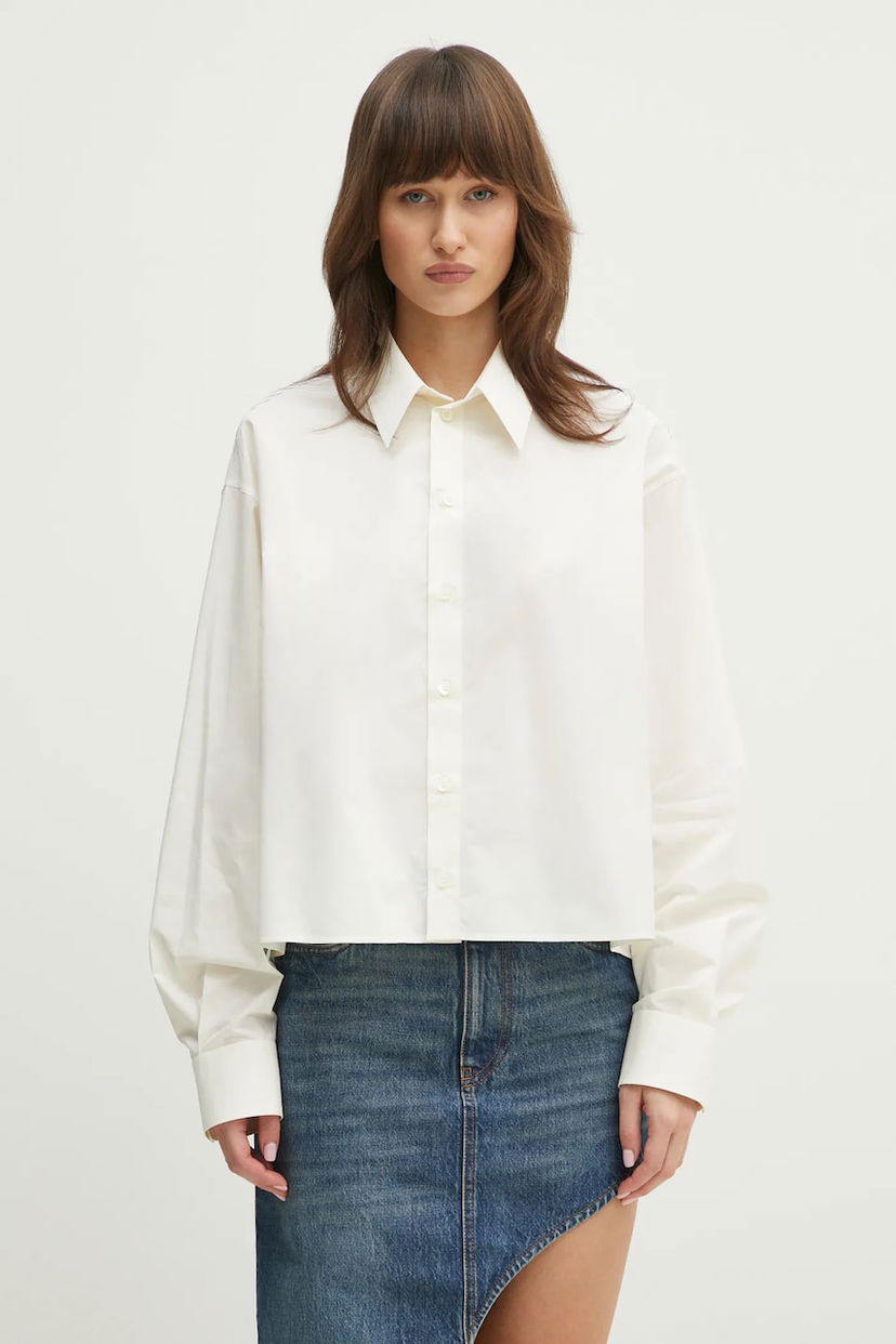 Košeľa Maison Margiela Cotton Relaxed Cropped Classic Collar Shirt Biela | S52DT0042