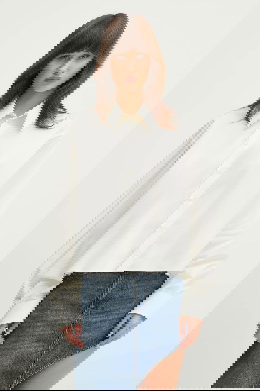 Košeľa Maison Margiela Cotton Relaxed Cropped Classic Collar Shirt Biela | S52DT0042, 0