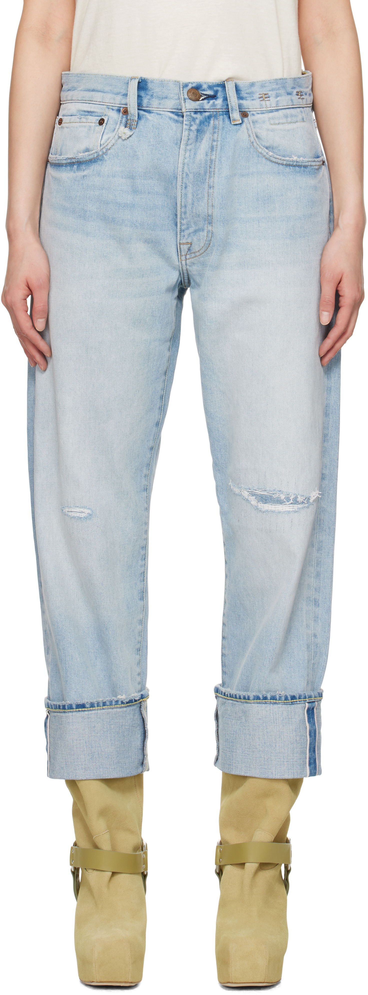 Džínsy R13 R13 Cuffed X-Boyfriend Jeans Modrá | R13WD111-D295C, 0