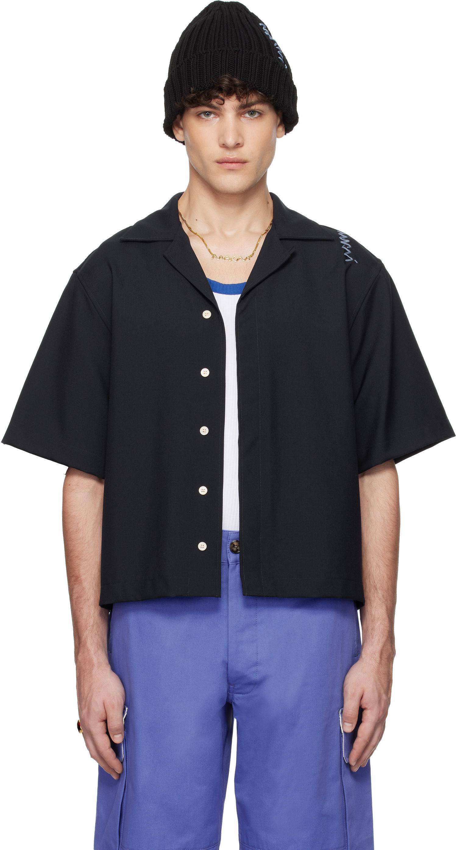 Košeľa Marni Marni Tropical Wool Resort Shirt Čierna | CUMU0330S0 TW839, 0