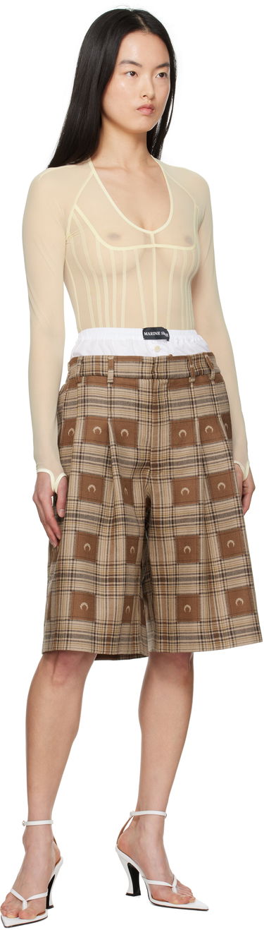 Šortky Marine Serre Marine Serre Moon Checks Jacquard Shorts Hnedá | MSH010A CWOV0064, 3