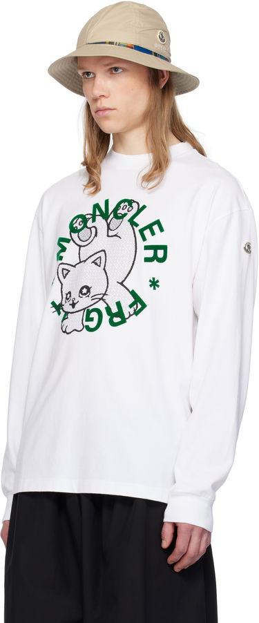 Sveter Moncler Moncler Genius x FRGMT Hiroshi Fujiwara Cartoon Logo Long Sleeve T-Shirt Biela | K109U8D00001M3265, 3