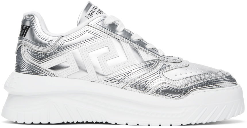 Tenisky a topánky Versace Silver & White Metallic Greca Oddisea Sneakers Metalická | 1008124_1A10367, 0