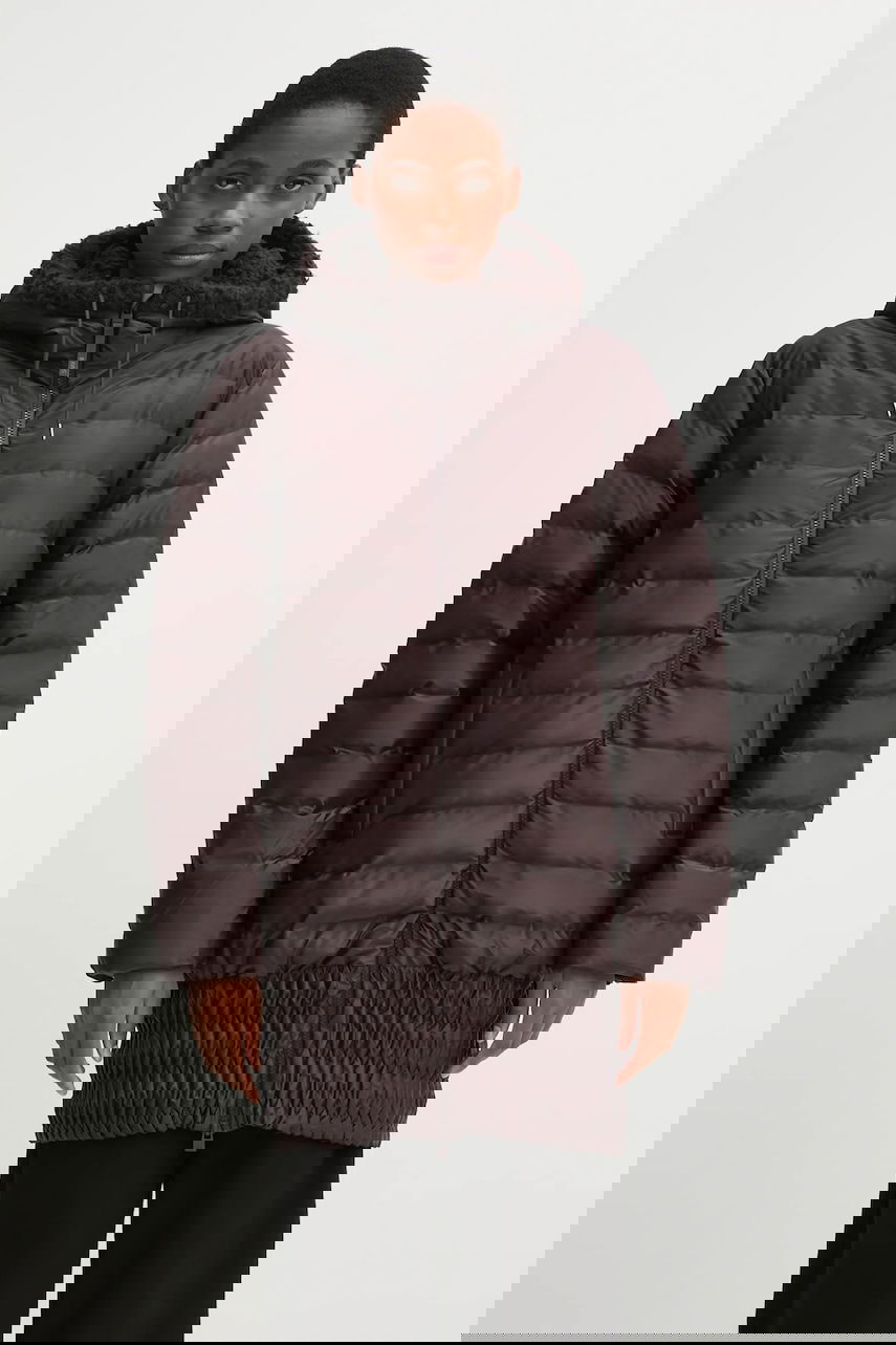 Prešívaná bunda Rains Lohja W3T3 Hooded Padded Coat with Ruched Hem Hnedá | 17250.129, 0