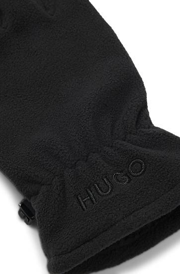 Rukavice BOSS Fleece gloves with faux-suede palms Čierna | 50548737, 1