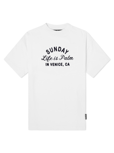 Tričko Palm Angels Sunday Life is Palm Tee Biela | PMAA001F22JER0070110