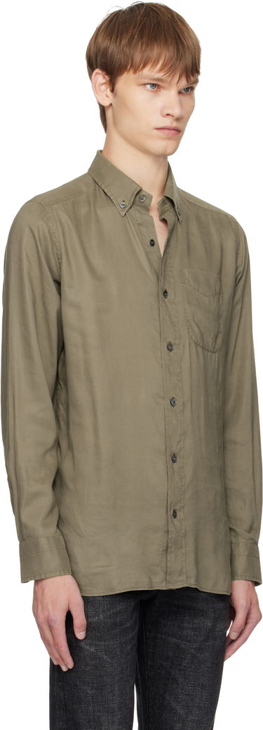 Košeľa Tom Ford TOM FORD Gabardine Slim Fit Shirt Čierna | HSO001-FMT058, 4