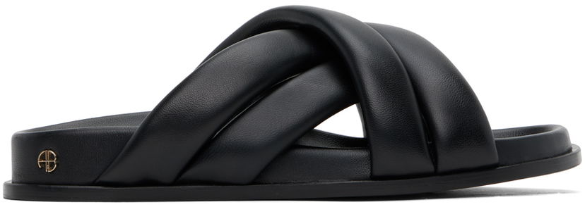 Tenisky a topánky Anine Bing Lizzie Padded Leather Slides Čierna | A-14-4028-007
