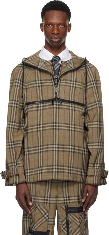 Bunda Burberry Burberry Check Silk Blend Hooded Jacket Hnedá | 8108324, 0