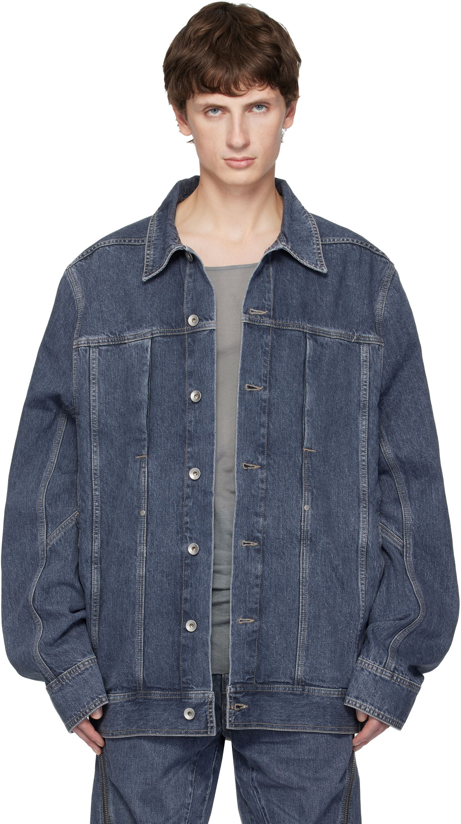 Bunda Rick Owens DRKSHDW Concordians Lido Worker Denim Jacket Modrá | DU02E7752 DGY, 0
