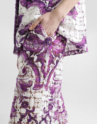 Nohavice Dolce & Gabbana Dolce & Gabbana Majolica-Print Crochet Lace Trousers Fialová | FTDBTTHH5EUIP3TN, 3